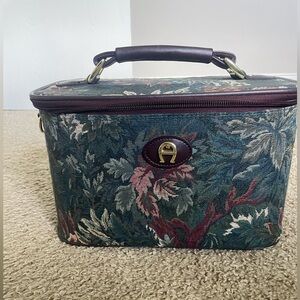 Vintage Etienne Aigner Floral Tapestry Cosmetic Travel Bag Train Carry On Case